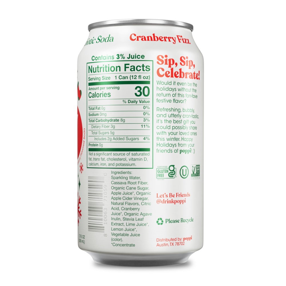 Poppi Cranberry Fizz - back of pack