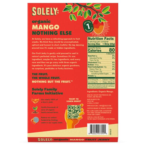Solely Organic Mango Fruit Jerky