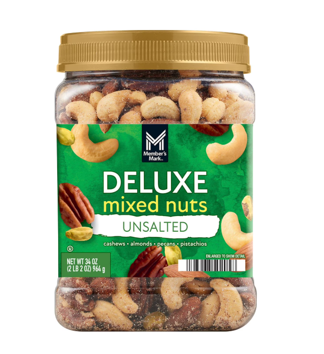 Member's Mark Unsalted Deluxe Mixed Nuts, 34 oz.