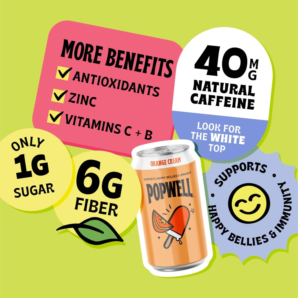 Popwell Orange Cream Prebiotic Soda - side of pack