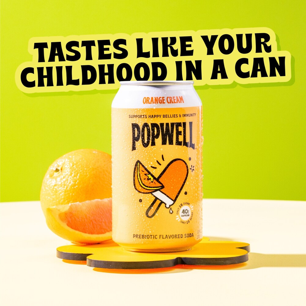 Popwell Orange Cream Prebiotic Soda - 1 x 355ml