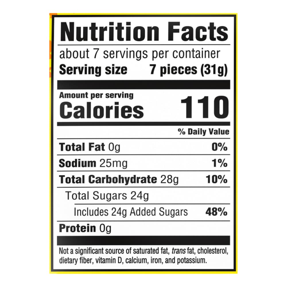 Sour Patch Kids Peach nutrition facts panel
