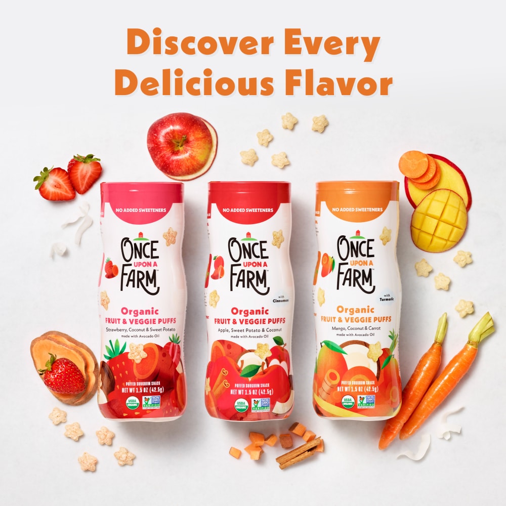 Once Upon a Farm Mango Coconut & Carrot Puffs - side of pack