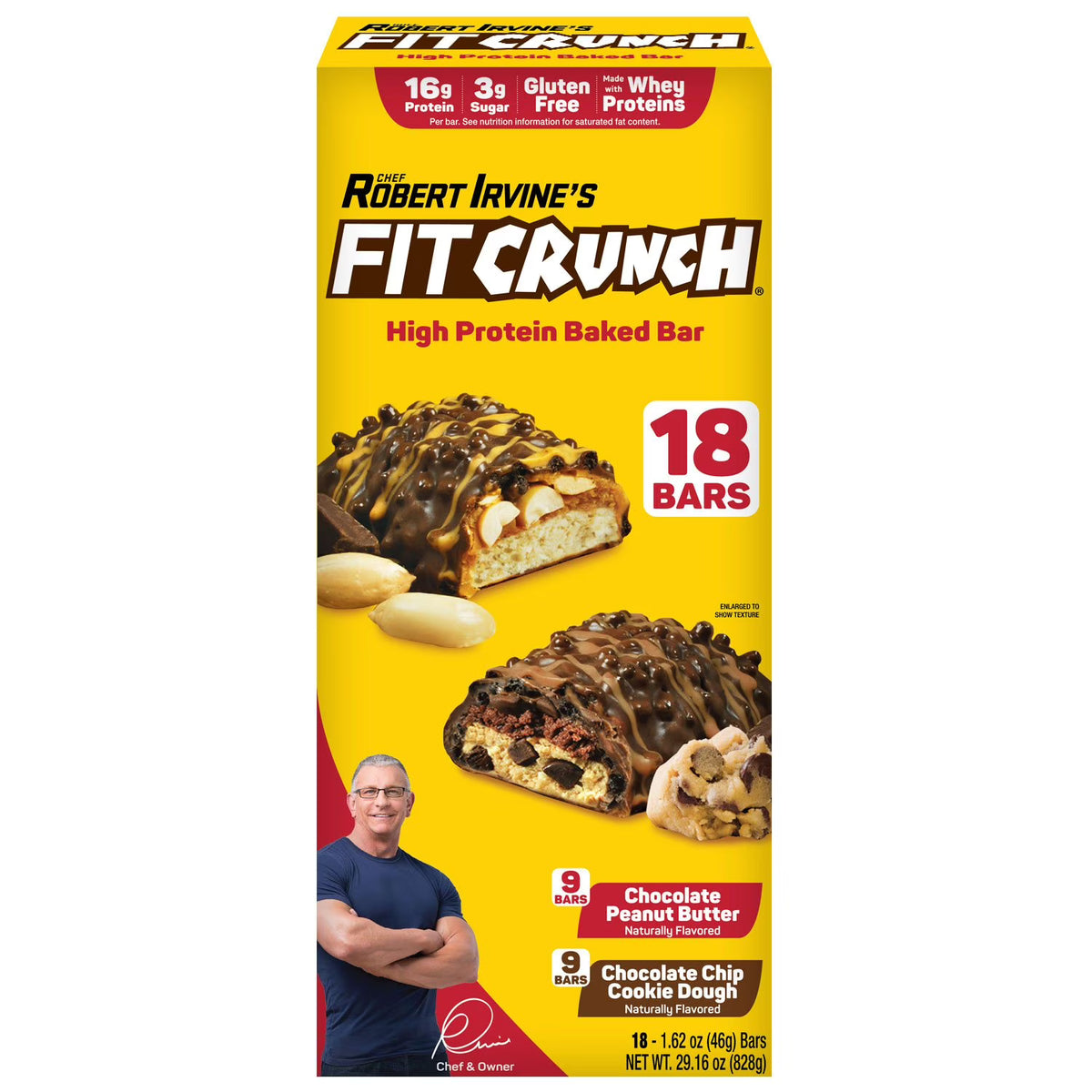 Chef Robert Irvine's FITCRUNCH High Protein Baked Bars, Variety Pack - 18 x 46g