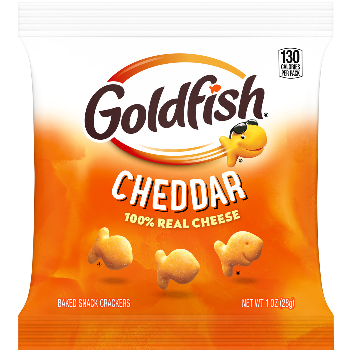 Goldfish Cheddar 1 oz single-serve pouch, front