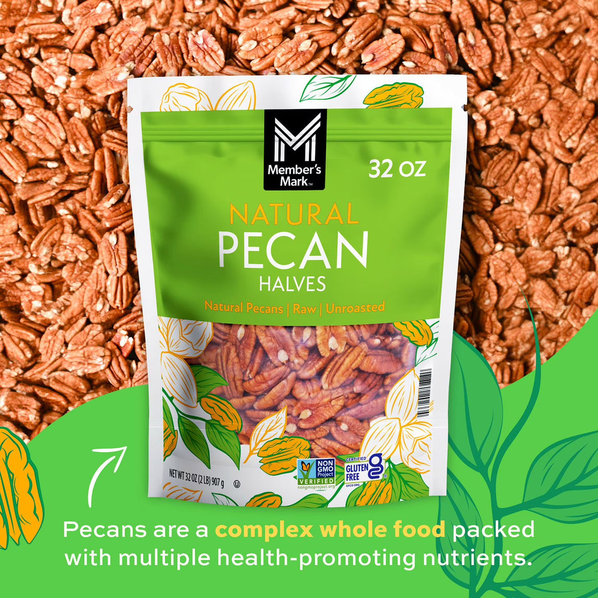 Member's Mark Natural Pecan Halves - 1 x 907g
