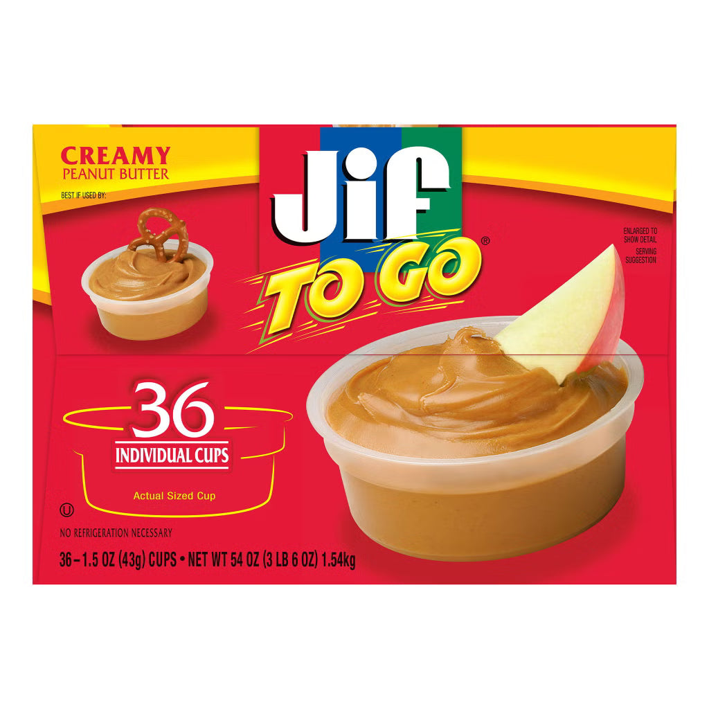 Jif To Go Creamy Peanut Butter Cups - 36 x 43g
