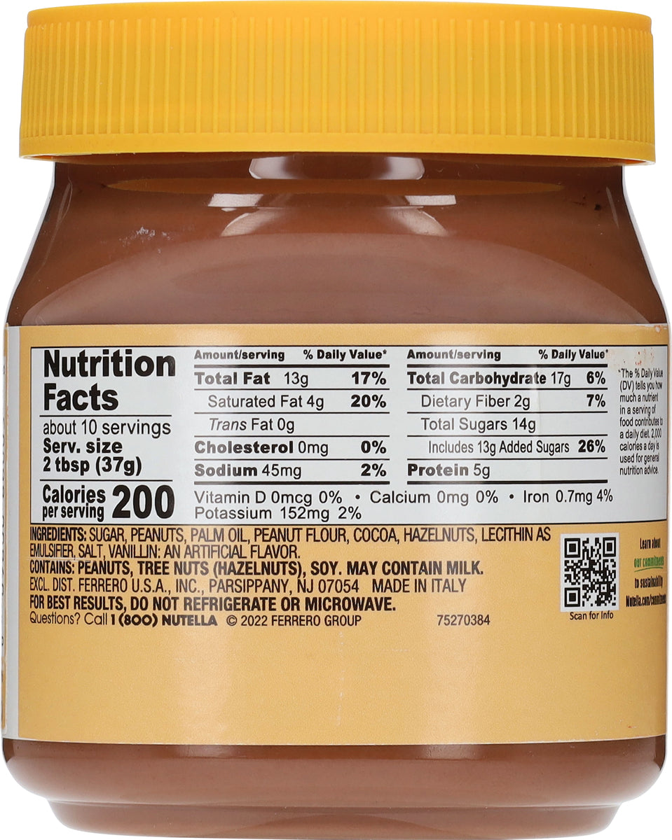 Nutella Peanut jar, back
