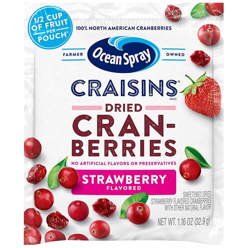 Craisins Strawberry 1.16 oz pouch, front