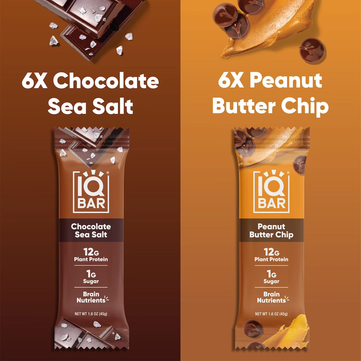 IQBAR Plant Protein Bar, Variety Pack - 12 x 45g