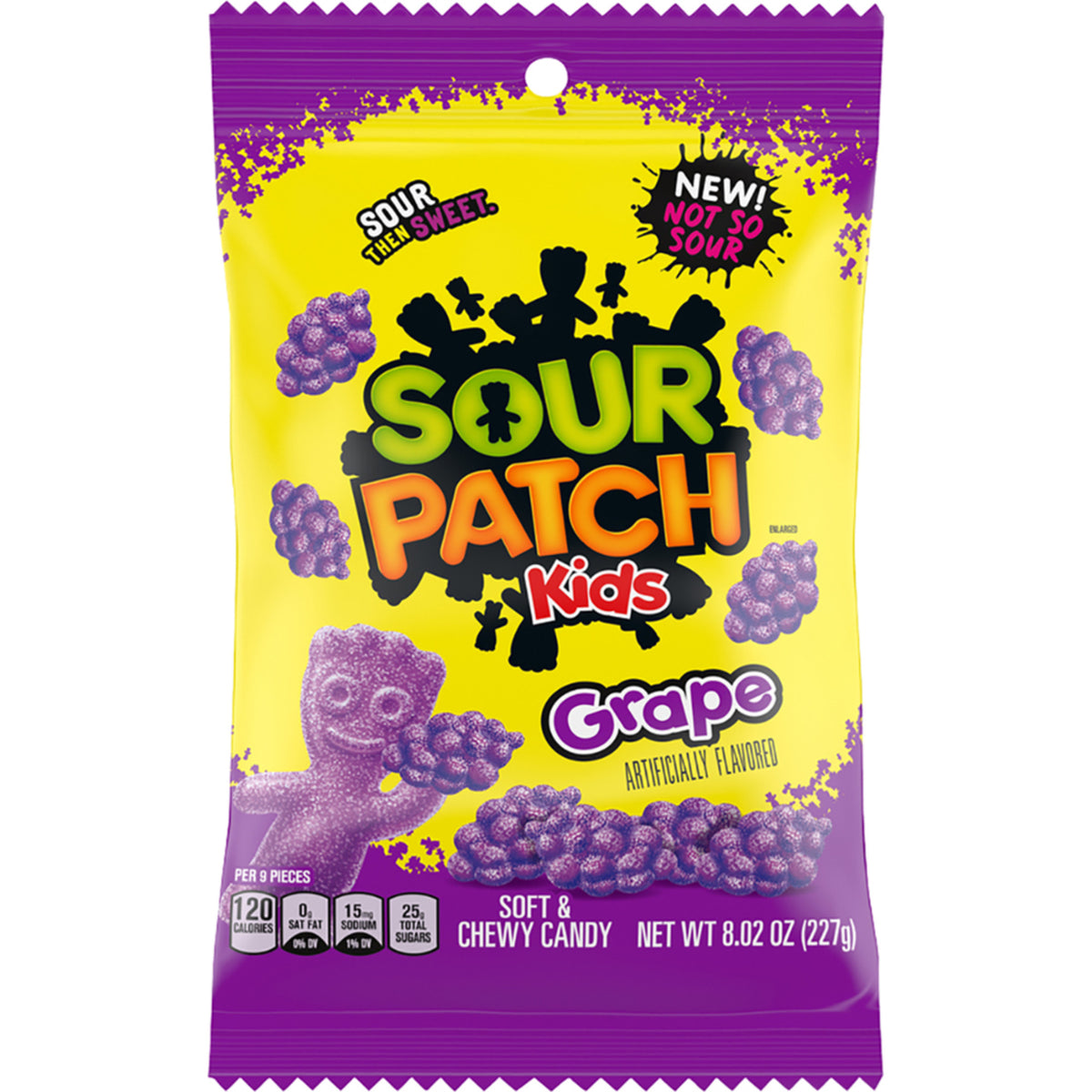 Sour Patch Kids Grape 8.02 oz peg bag, front