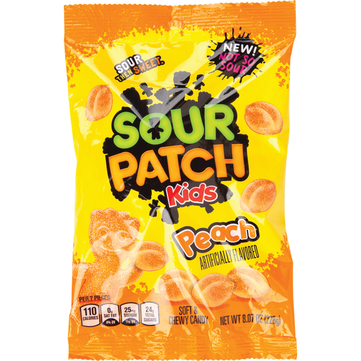 Sour Patch Kids Peach 8.07 oz peg bag, front