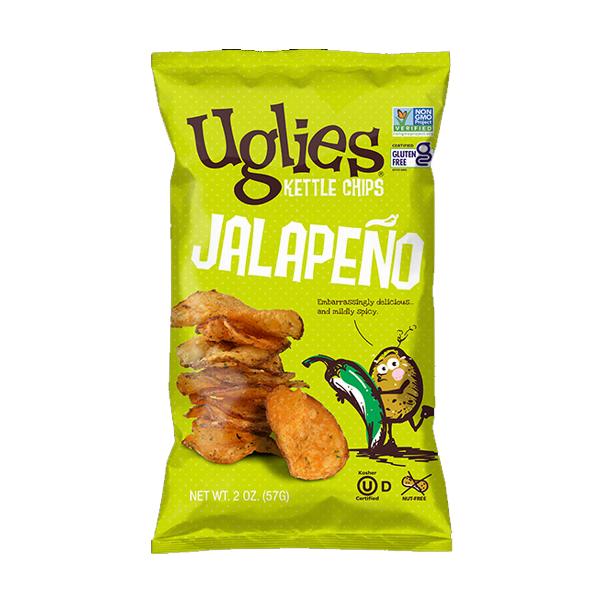 Uglies Jalapeño Kettle Chips 2 oz bag, front