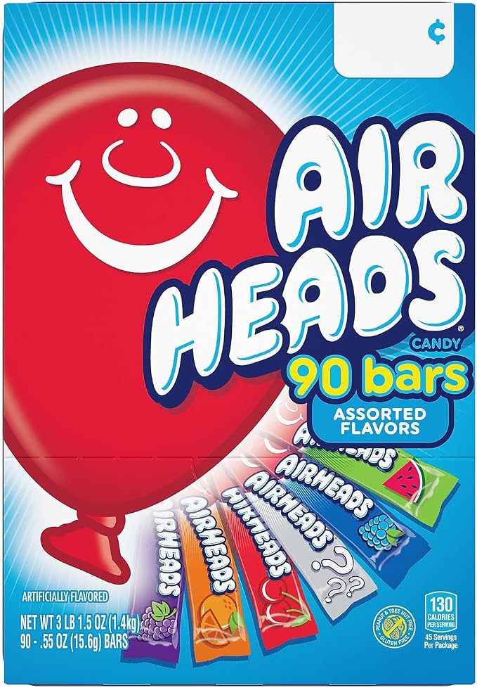 Airheads Chewy Fruit Candy, Variety Pack - 90 x 16g