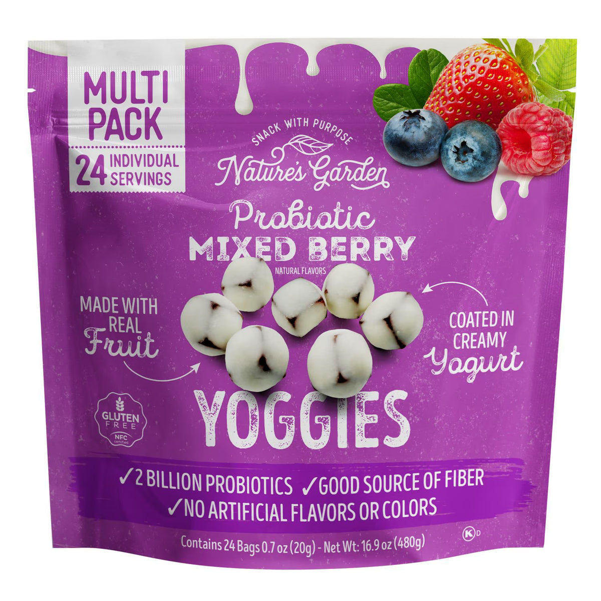 Nature's Garden Probiotic Mixed Berry Yoggies - 24 x 20g