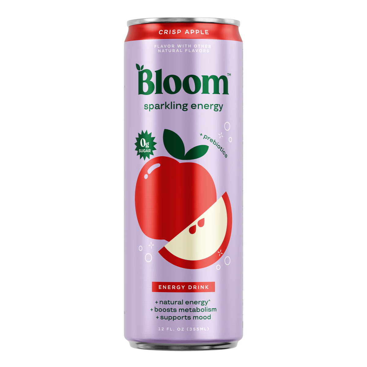 Bloom Sparkling Energy Drink, Crisp Apple -  1 x 355ml