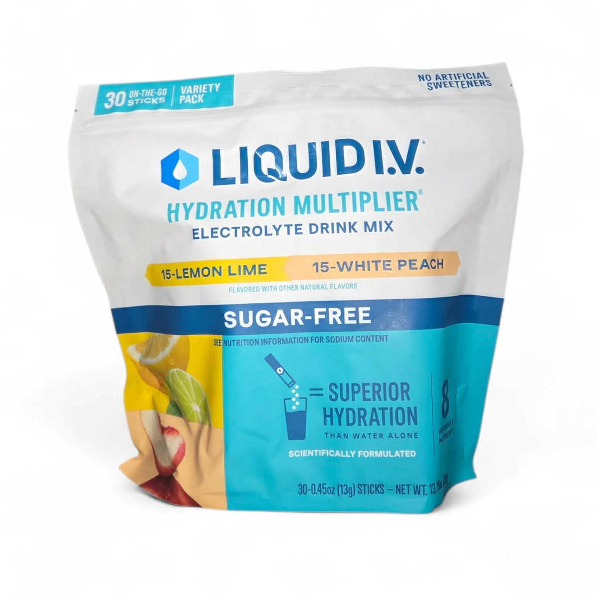 Liquid I.V. Hydration Multiplier Sugar-Free Lemon Lime & White Peach variety pack