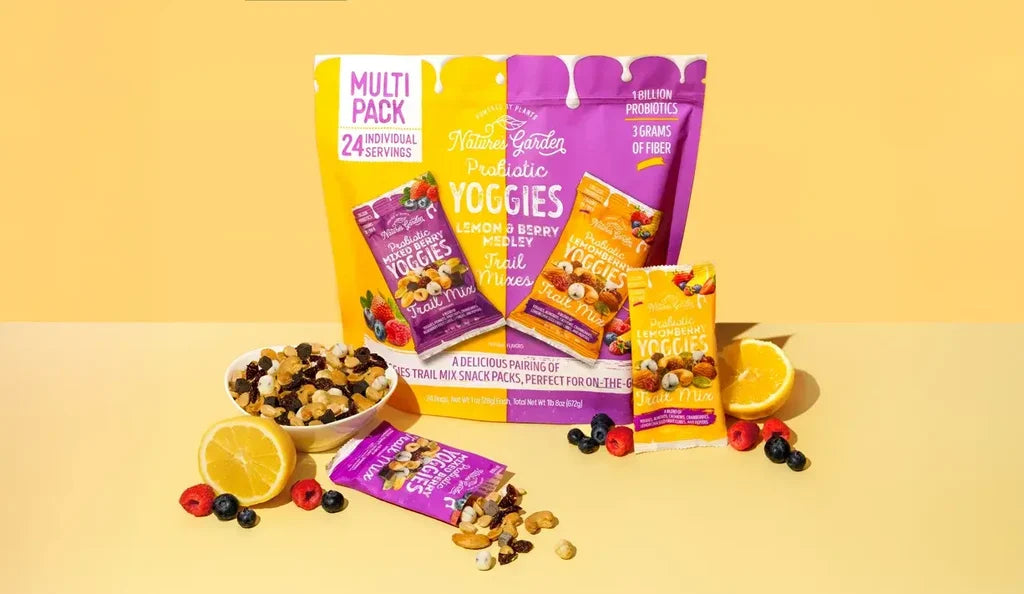 Nature's Garden Probiotic Yoggies Trail Mix Pack, Mango Peach & Lemon Berry - 24 x 28g