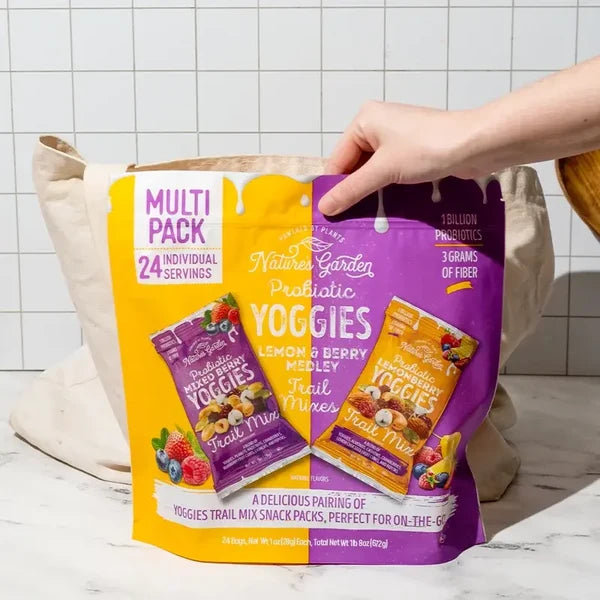Nature's Garden Probiotic Yoggies Trail Mix Pack, Mango Peach & Lemon Berry - 24 x 28g