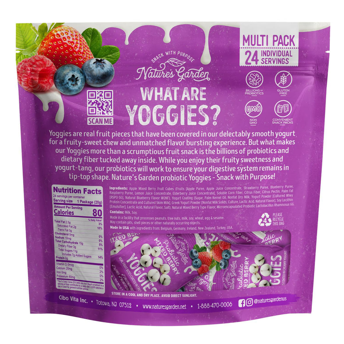 Nature's Garden Probiotic Mixed Berry Yoggies - 24 x 20g