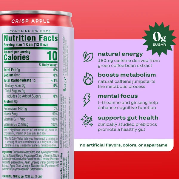 Bloom Sparkling Energy Drink, Crisp Apple -  1 x 355ml