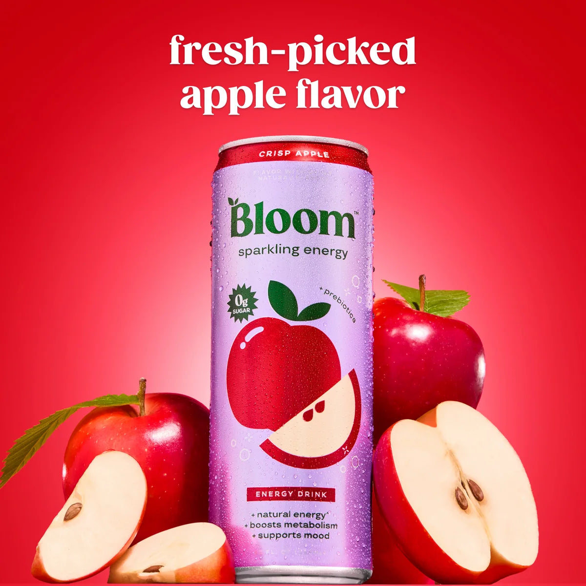 Bloom Sparkling Energy Drink, Crisp Apple -  1 x 355ml