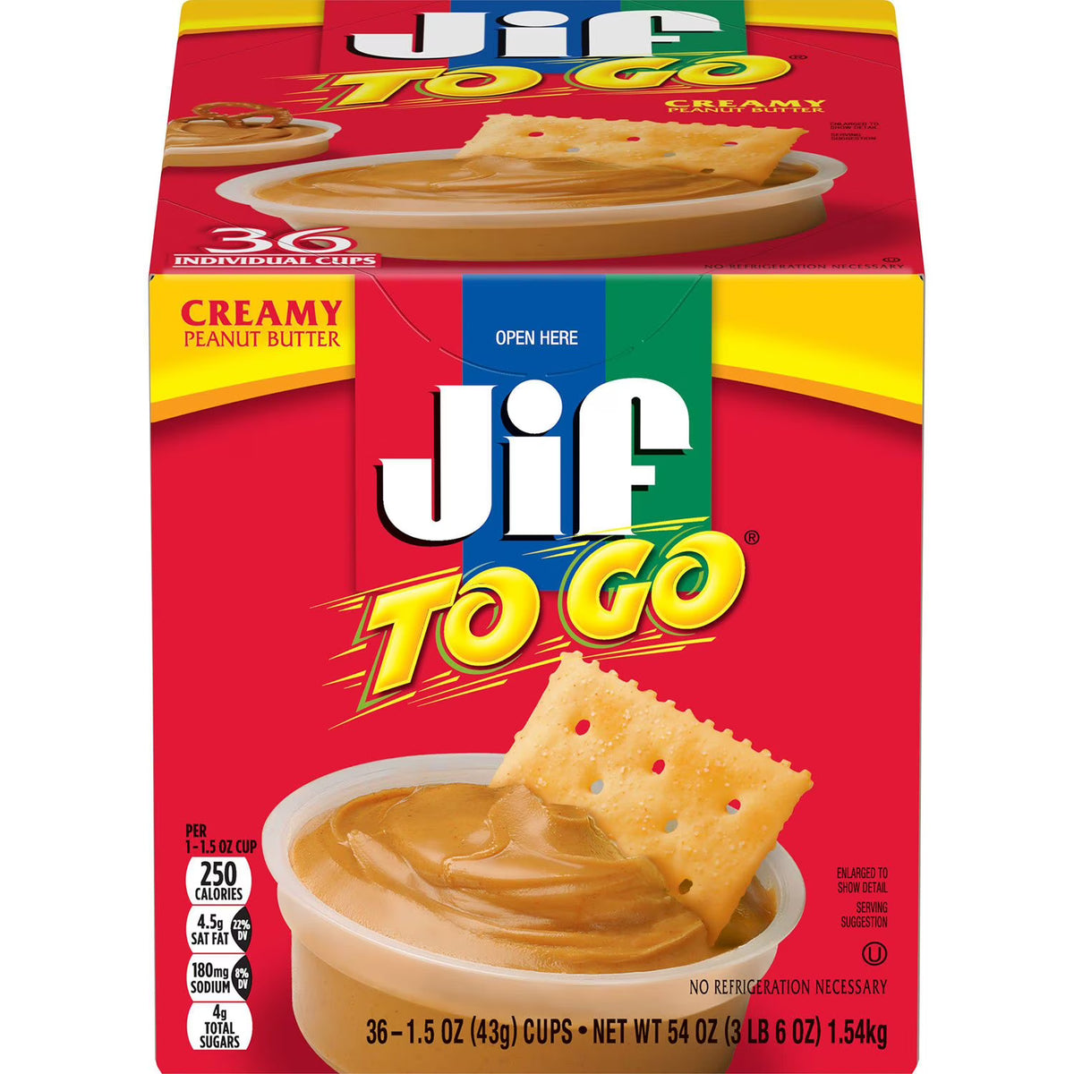 Jif To Go Creamy Peanut Butter Cups - 36 x 43g