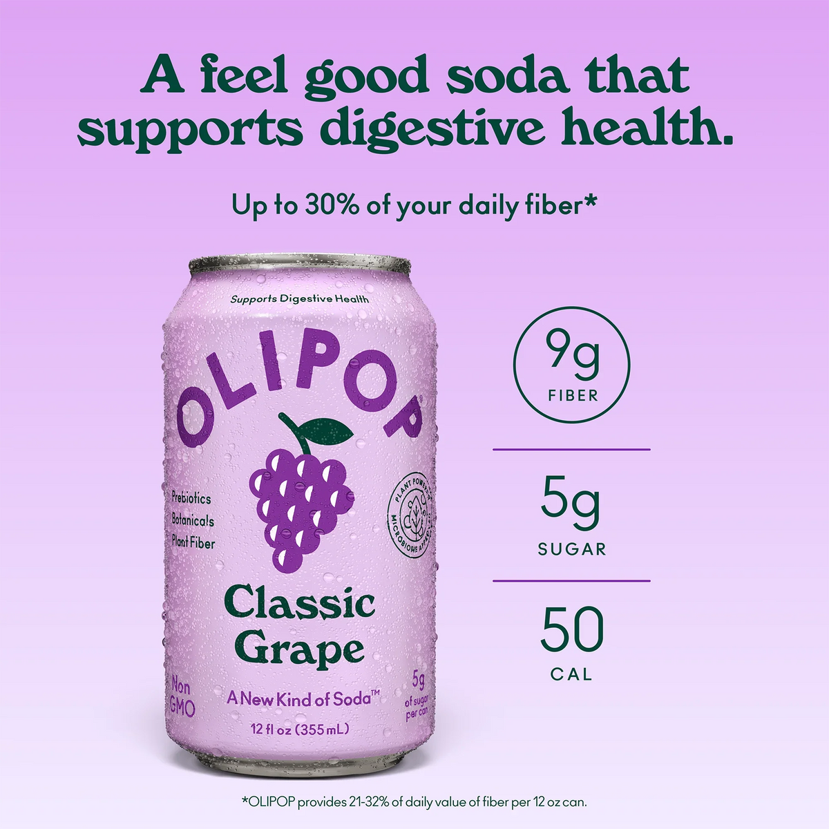 Olipop Soda, Classic Grape - 355mL