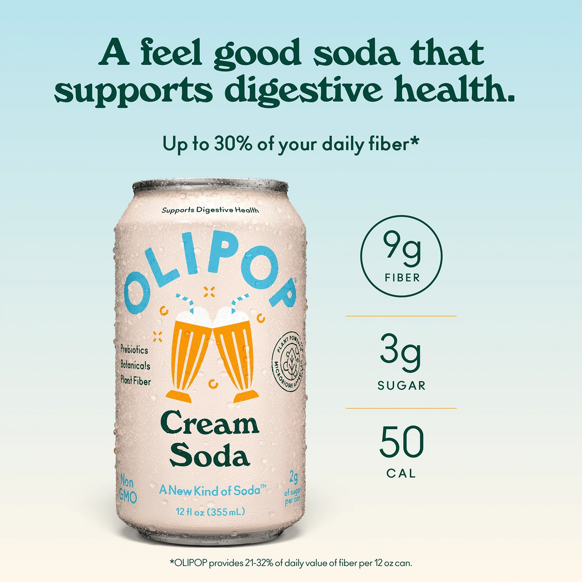 Olipop Soda, Cream Soda - 355mL