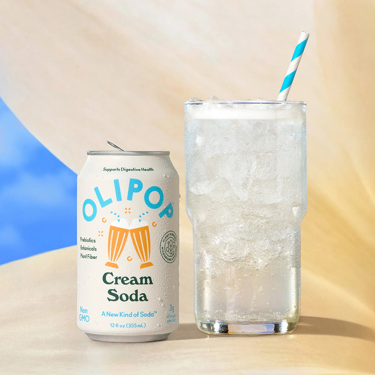 Olipop Soda, Cream Soda - 355mL