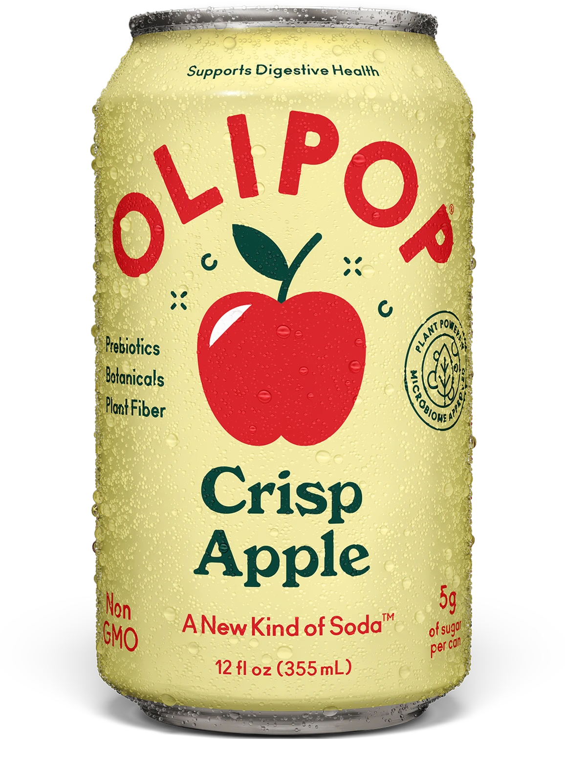 Olipop Soda, Crisp Apple - 355mL