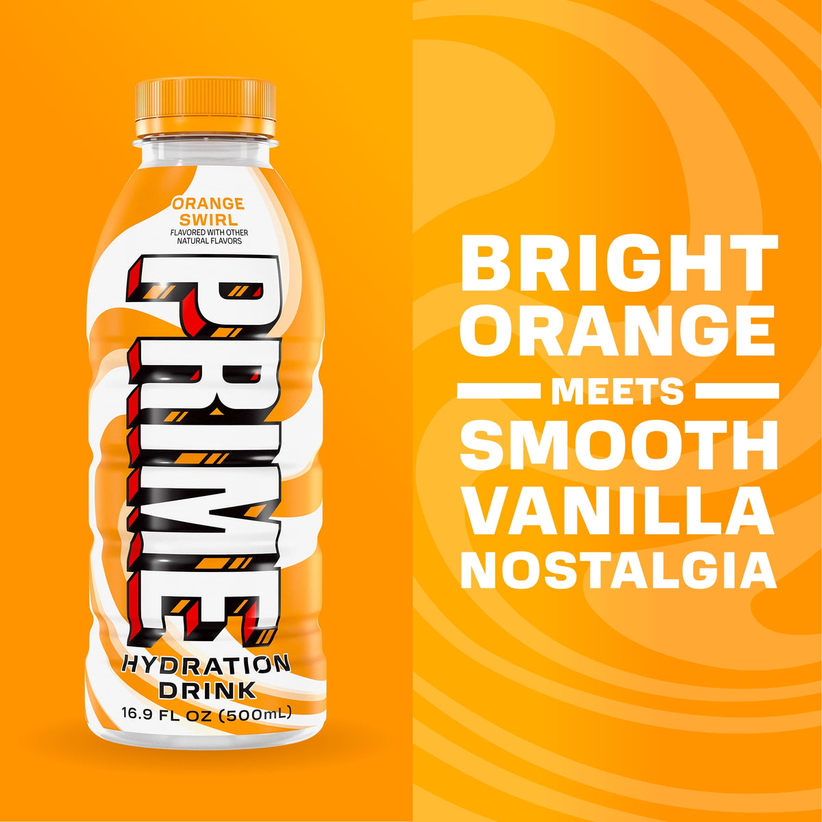 Prime Hydration Orange Swirl bottle, additional view