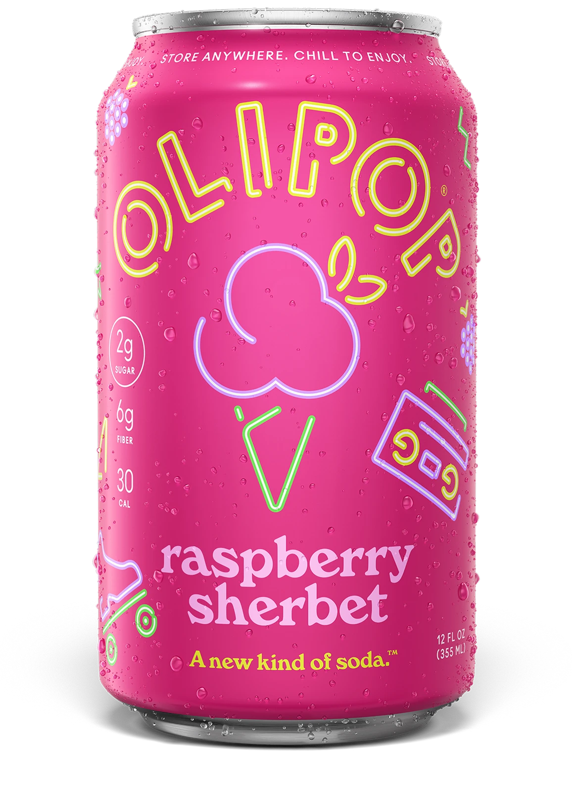 Olipop Soda, Raspberry Sherbet - 355mL