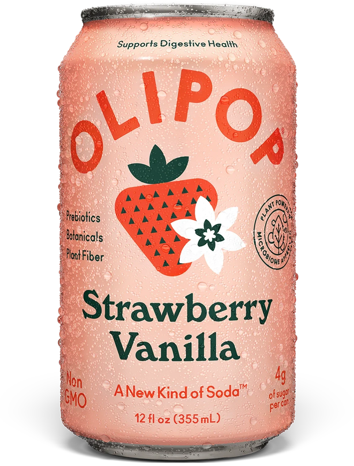 Olipop Soda, Strawberry Vanilla - 355mL