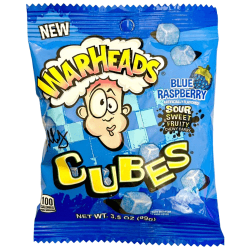 Warheads Blue Raspberry Cubes, Peg Bag - 1 x 99g